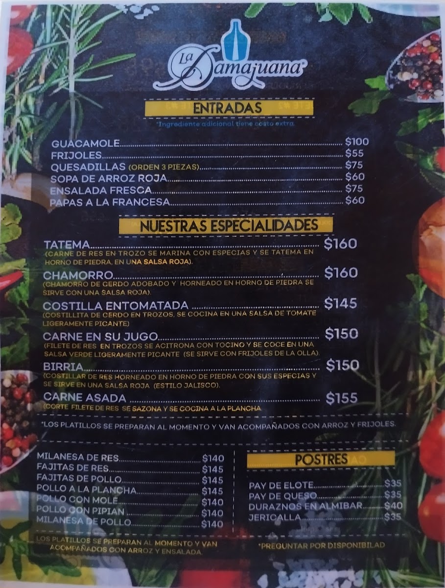 Fonda y Galeria La Damajuana Menu - Image 2